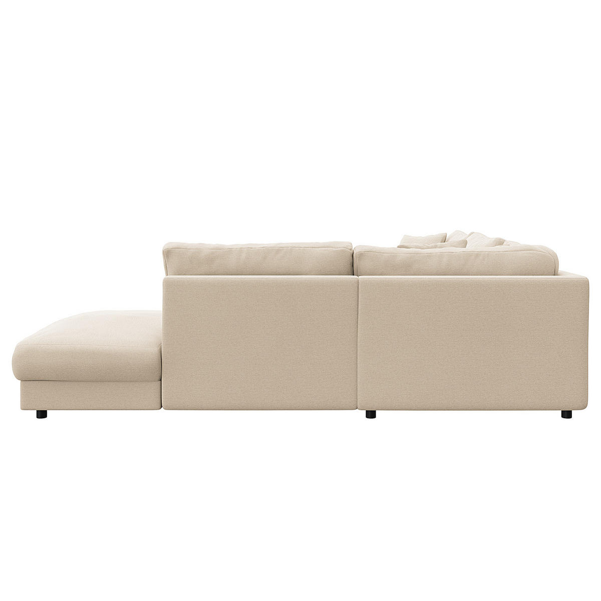 ECKSOFA mit Ottomane - Beige/Schwarz, Kunststoff/Textil (267/254cm) - home24