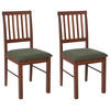 ESSZIMMERSTUHL 2er-Set Dunkler Holzfarbton Orono - Dunkelbraun/Grün, Holz (40/92/50cm) - Beliani