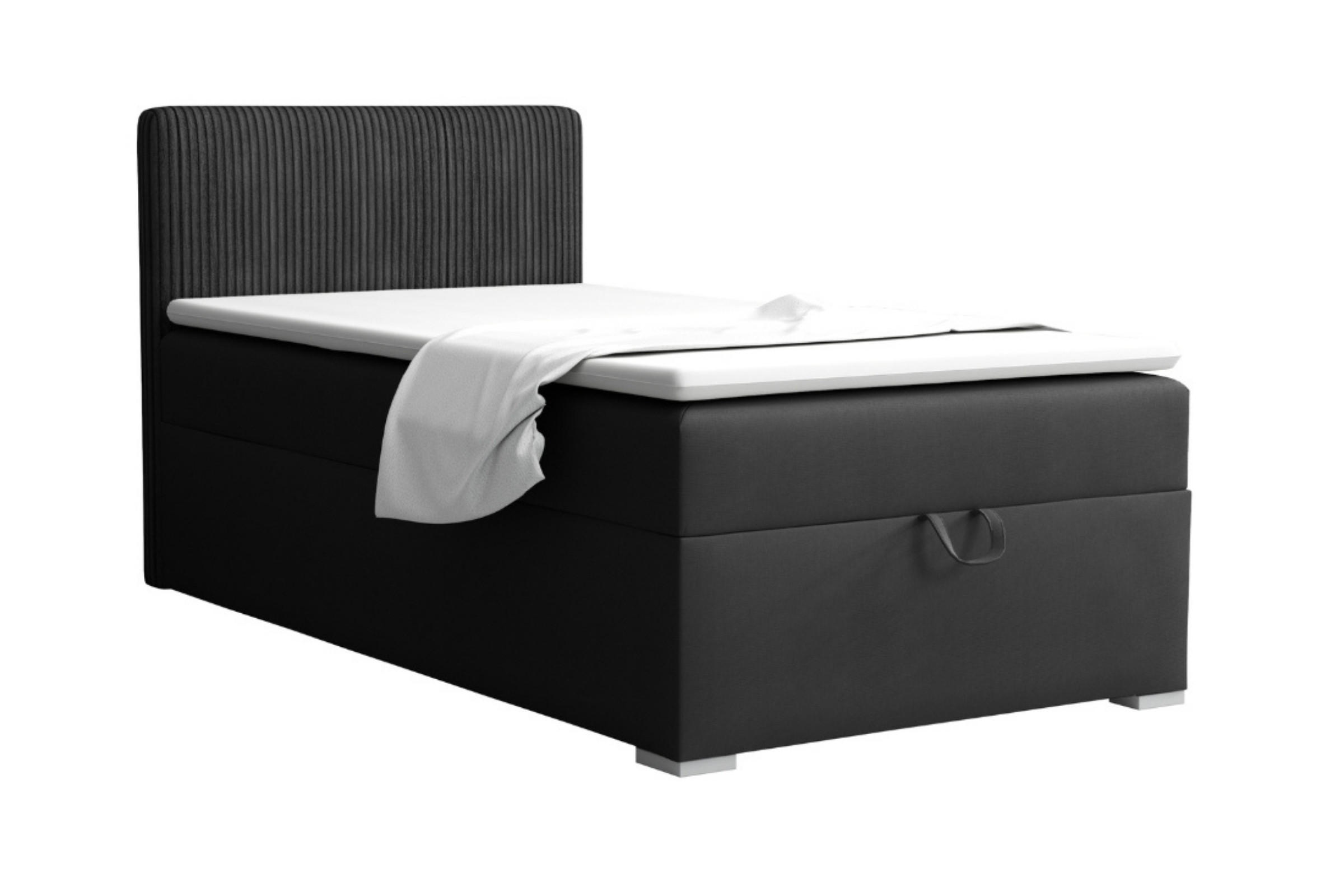 BOXBETT TEEN 4 100/200 Velours / Cord Schwarz H3 - Schwarz, Holz/Holzwerkstoff (100/200cm) - Deine Möbel 24