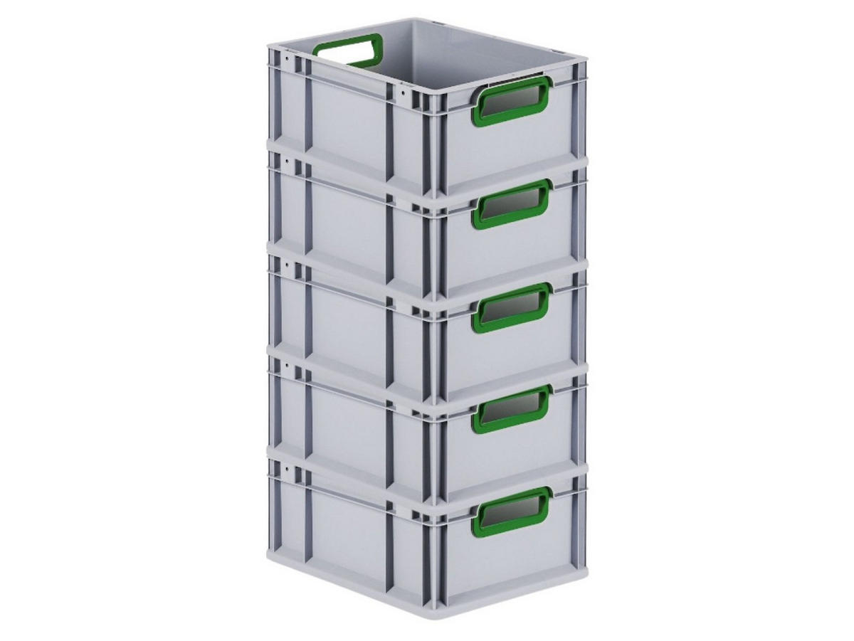 EUROBOX 5x Nextgen Color 17x30x40cm 16 Liter Griffe Grün Offen - Grün, Kunststoff (30/17/40cm) - PROREGAL