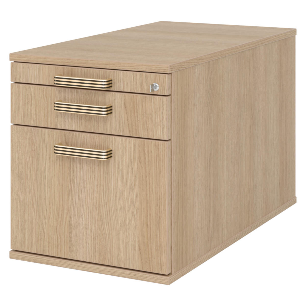 ROLLCONTAINER - mit Hängeregistratur 80/42,8/51,2 cm in Eichefarben Streifengriff (Kunststoff) - Eichefarben, Holzwerkstoff (42.8/51.2/80cm) - bümö