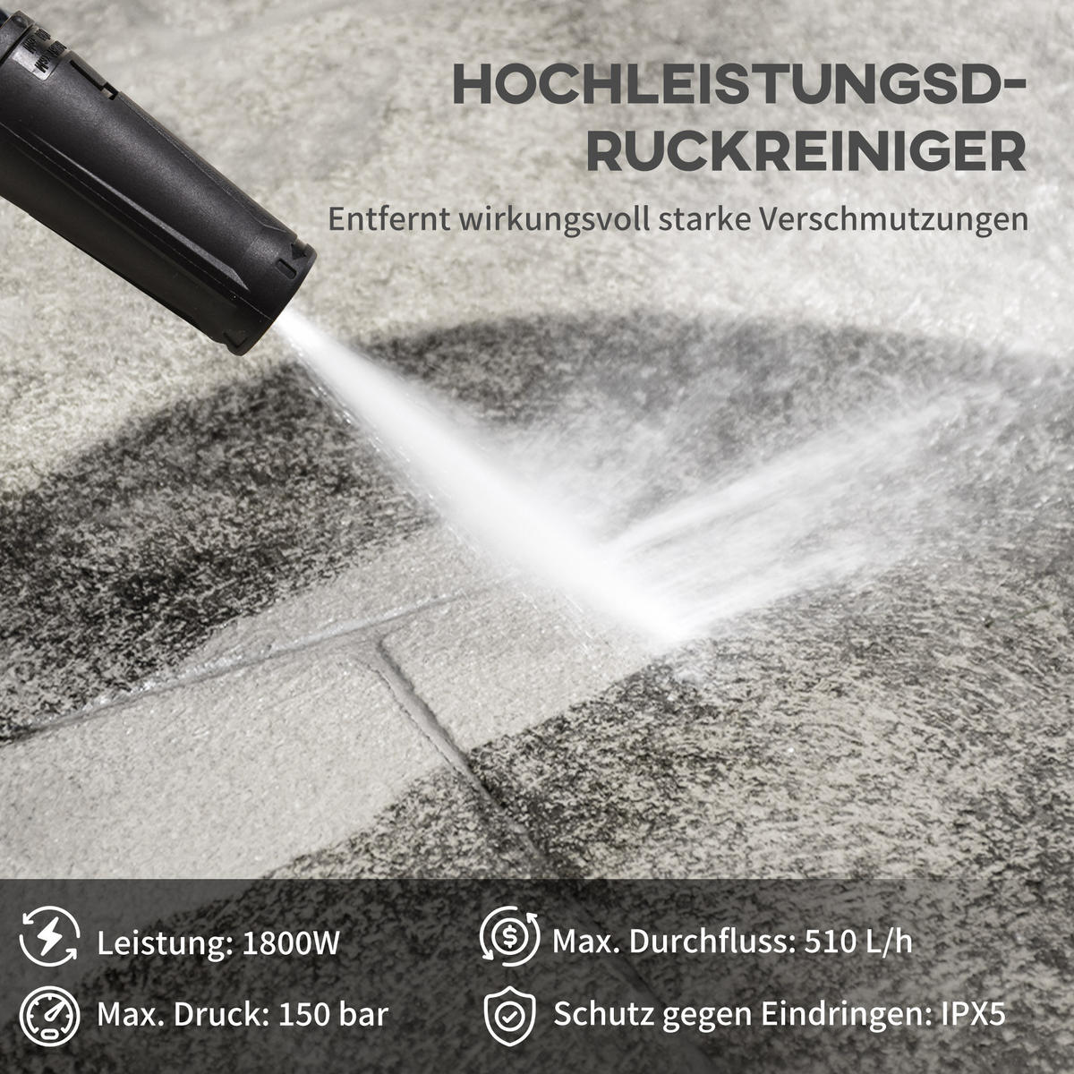 HOCHDRUCKREINIGER mit 6 m Hochdruckschlauch, max. Wassermenge: 510 l/h, für Garten, Blau - Blau, Kunststoff (27/78/35cm) - DURHAND