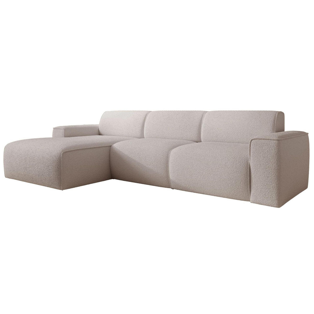 ECKSOFA Bouvi Hellbeige links - Ecru/Schwarz, Kunststoff/Textil (310/165cm) - Selsey