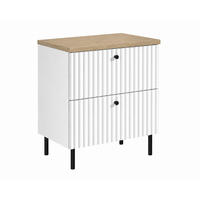 BADEZIMMERSCHRANK: Weiß / Platte Helle Eiche / Griffe Schwarz / Beine Schwarz, 60 x 44,4 x 73,6 cm - Schwarz/Weiß, Holzwerkstoff (60/73.6/44.4cm) - 3XE LIVING