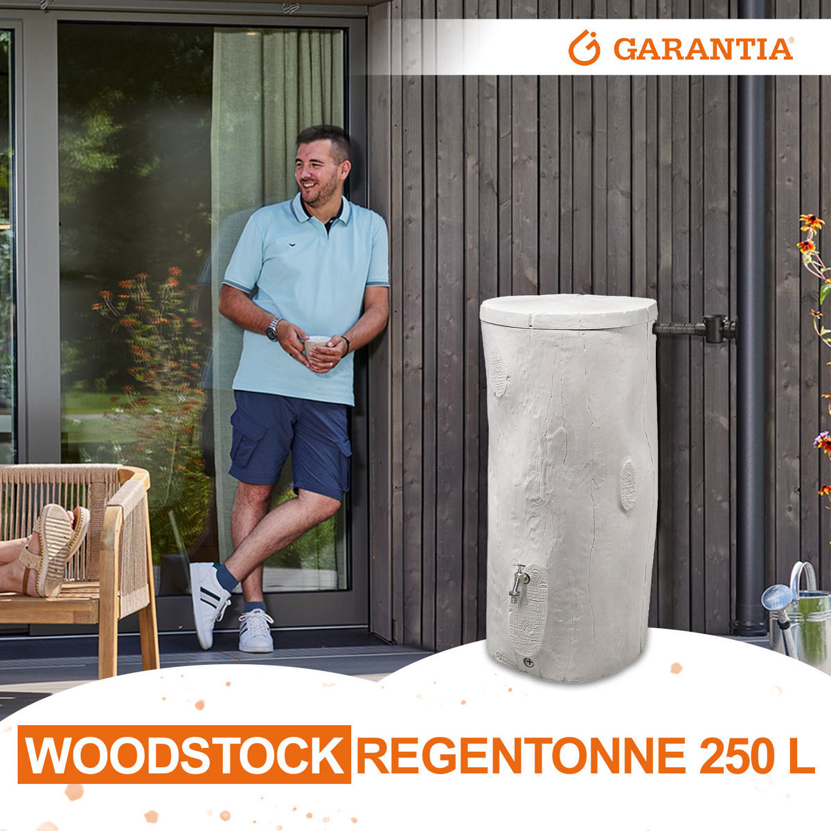 STOCK Regentonne 250 L, grey - Grau, Kunststoff (60/119/60cm) - GARANTIA