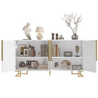 SIDEBOARD 152/40/75 cm in Weiß mit 2 Türen & goldfarbenen Metallakzenten - Weiß, Holzwerkstoff (152/75/40cm) - BEAOK