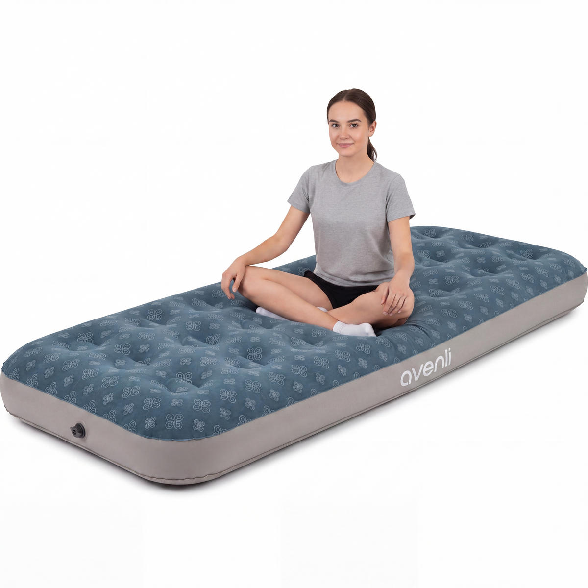 LUFTBETT Luftmatratze Camping 1 Person 191x73x22 cm grün - Blau/Grau, Kunststoff (73/191cm) - Avenli