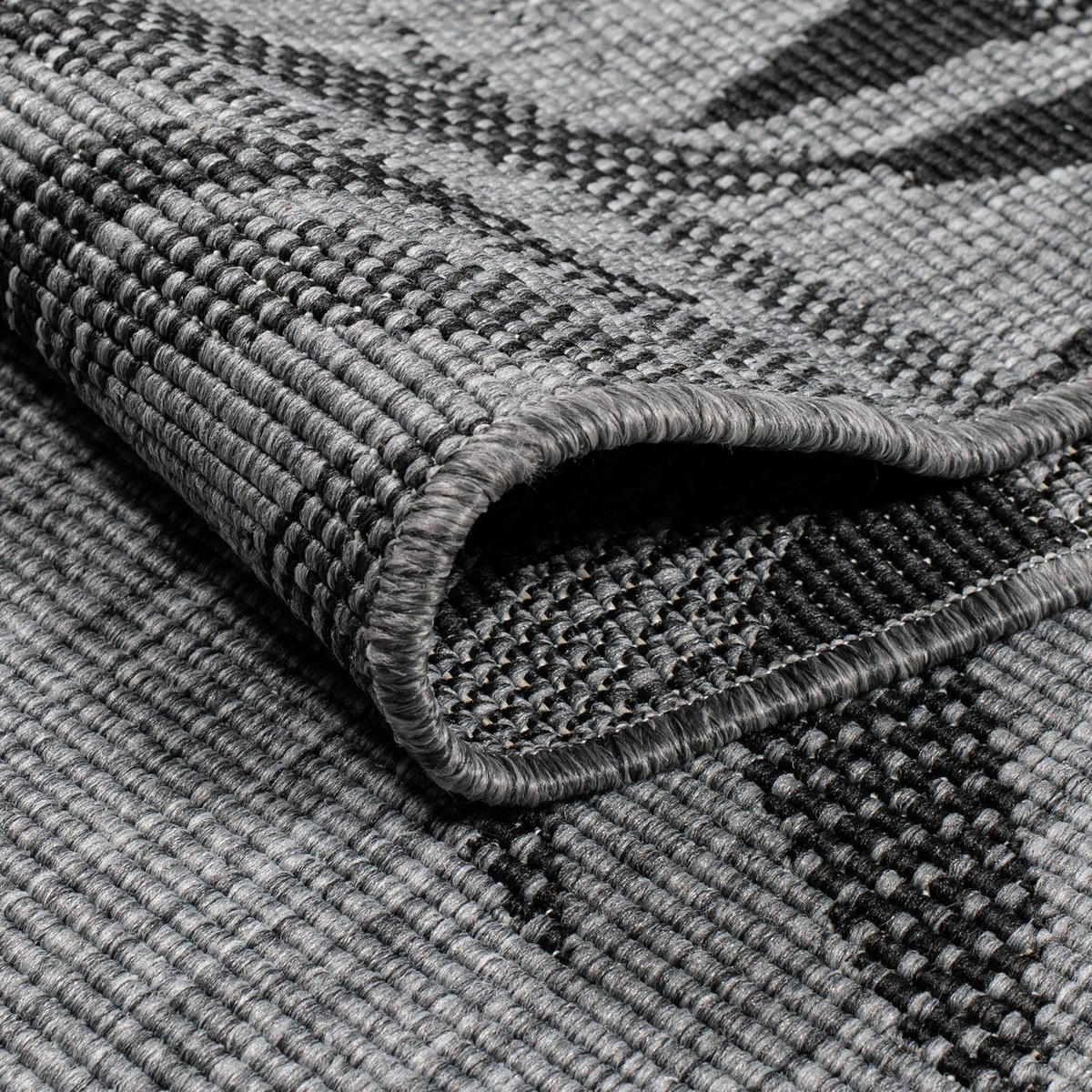 OUTDOOR-TEPPICH DuoRug 5771 Anthrazit 120x120 cm - Anthrazit, Textil (120/120cm) - carpet city