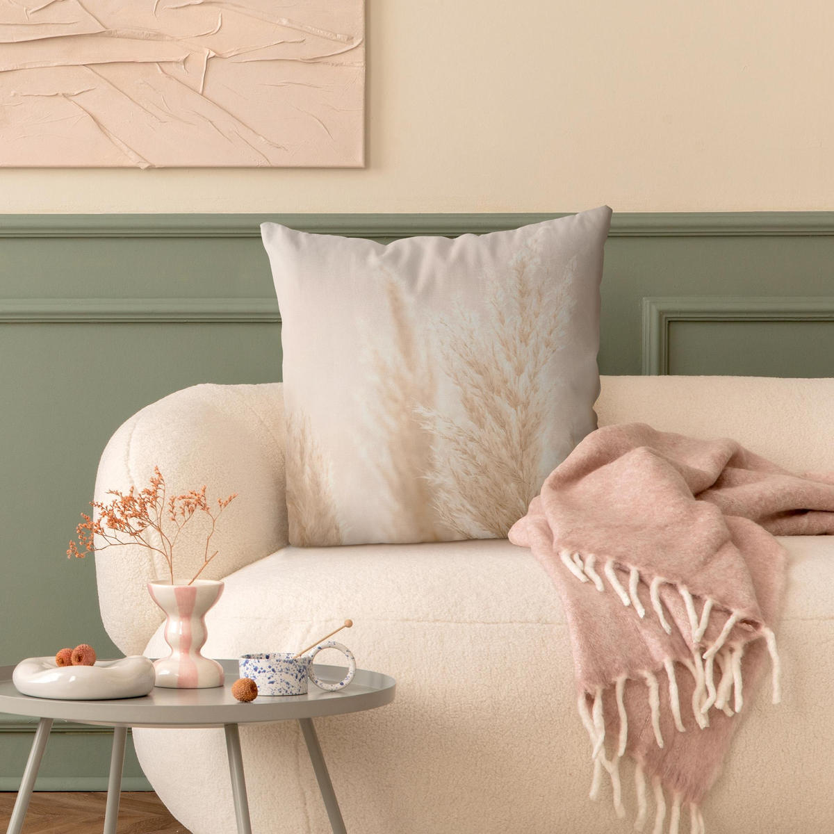 KISSENBEZUG Pampasgras im Sonnenlicht 40/40 cm - Eichefarben, Textil (40/40cm) - Bilderwelten