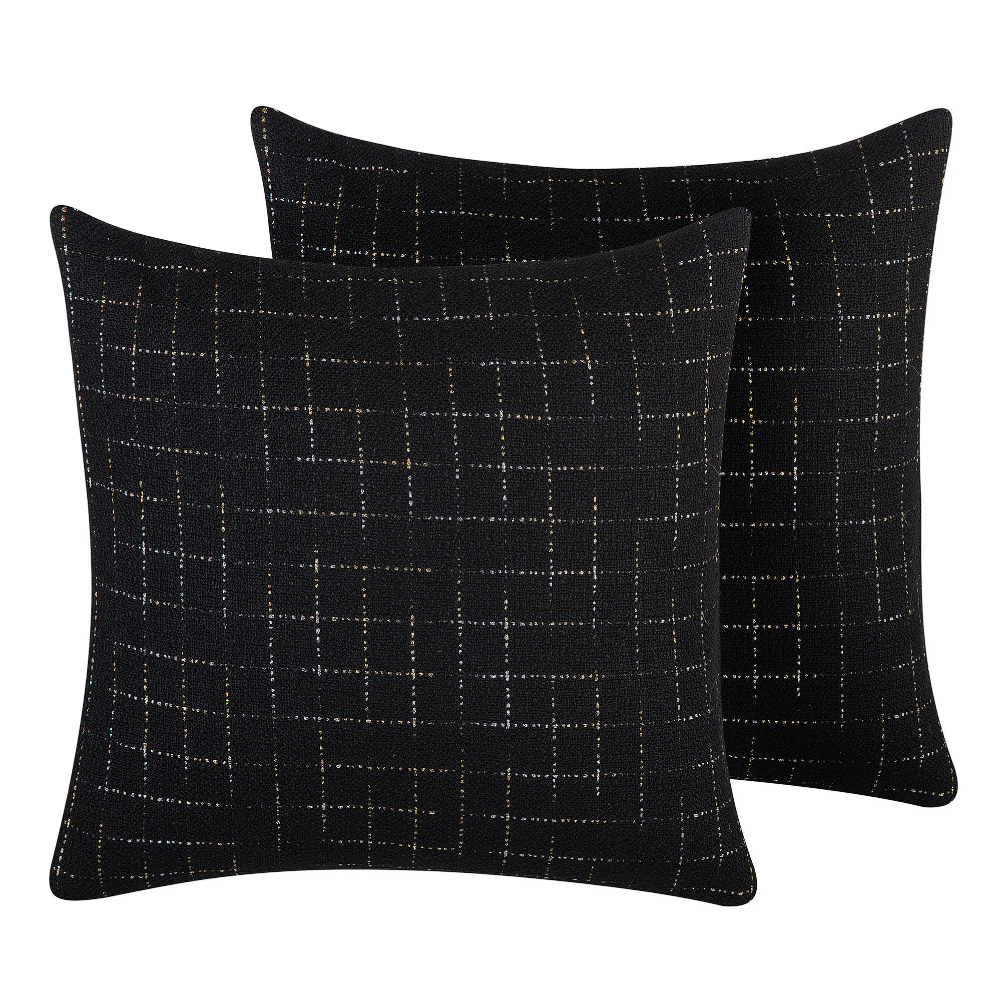 DEKOKISSEN 2er-Set Schwarz 45/45 cm Bellflower - Schwarz, Textil (45/45cm) - Beliani