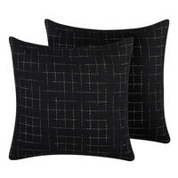 DEKOKISSEN 2er-Set Schwarz 45/45 cm Bellflower - Schwarz, Textil (45/45cm) - Beliani