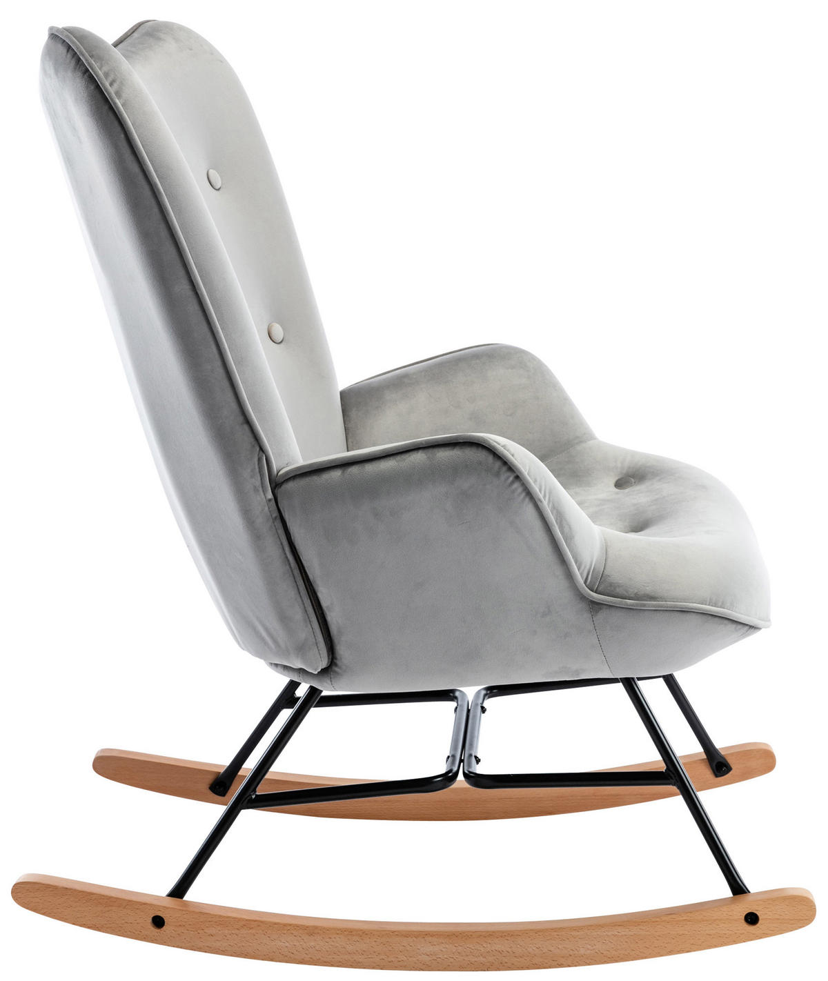 SCHAUKELSTUHL Sanna Samt, Gestell Buchenholz natur / Metall Schwarz Grau - Naturfarben/Grau, Holz/Textil (71/98/88cm) - TPFLiving