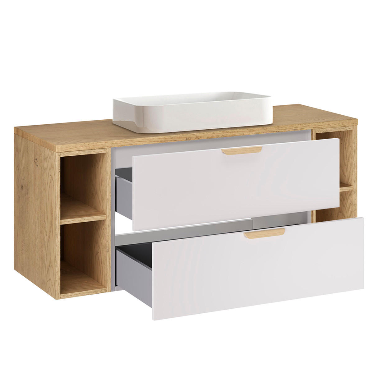 BADMÖBEL 120.6cm Oria 2er-Set Weiß - Weiß, Holzwerkstoff (120.6/50/46.5cm) - Petits-meubles