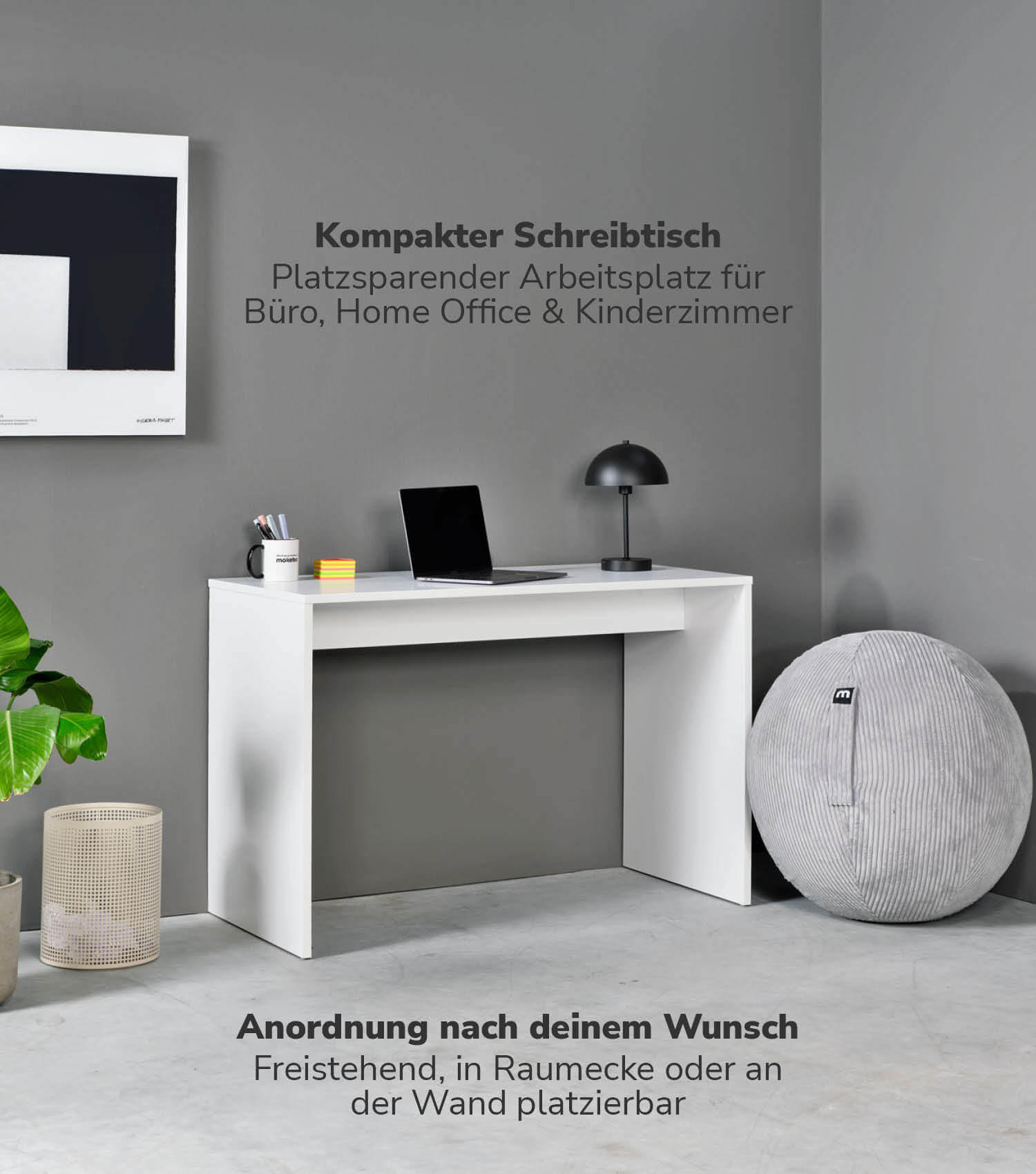 SCHREIBTISCH Der Produktive - Weiß, Holzwerkstoff (54/112/77cm) - Mokebo