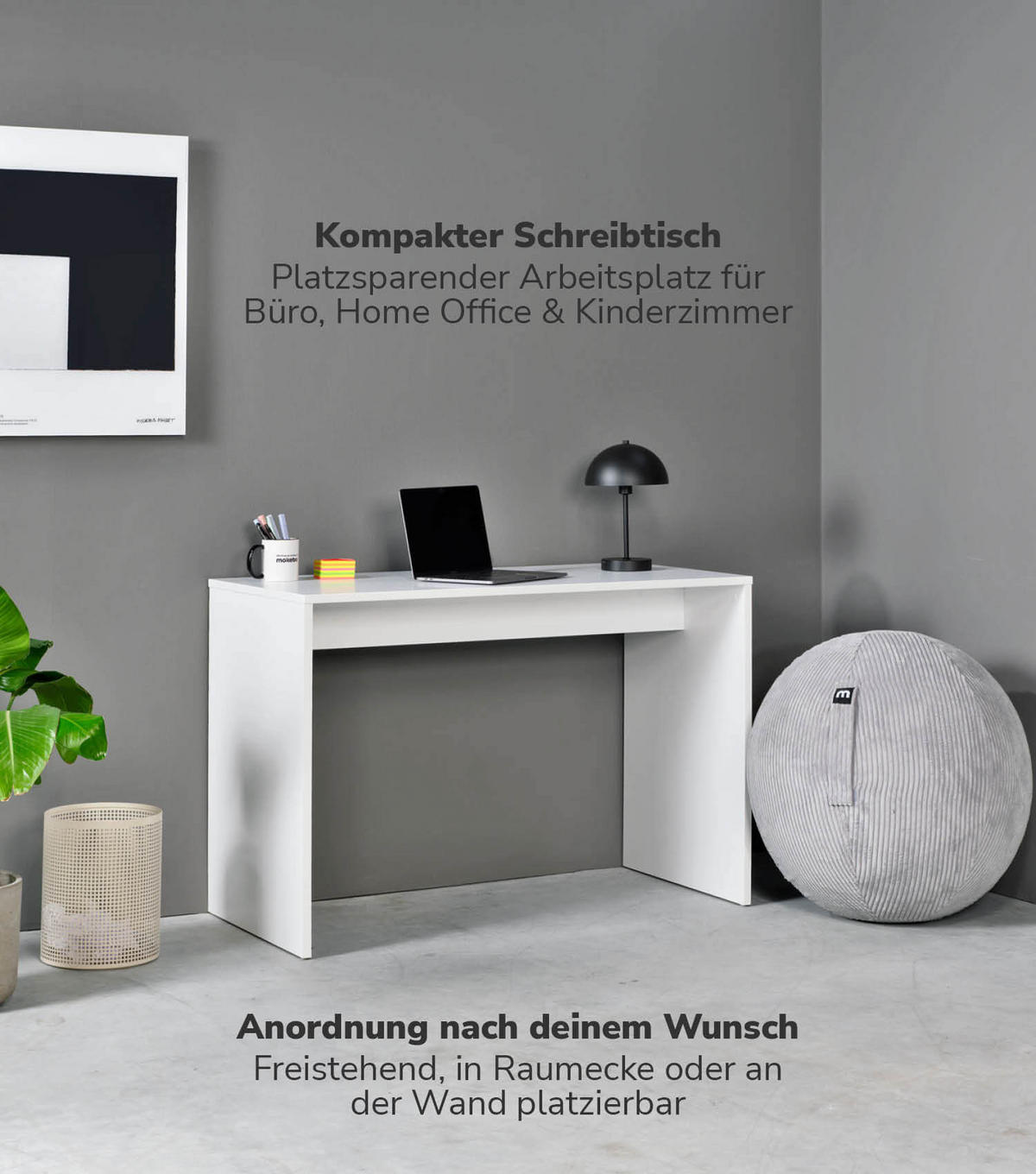 SCHREIBTISCH Der Produktive - Weiß, Holzwerkstoff (54/112/77cm) - Mokebo