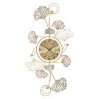 WANDUHR mit Blätterverzierung aus Metall Leavy 3,5/52,5/102 cm - Goldfarben, Metall (52.5/102/3.5cm) - Mauro Ferretti