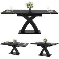 ESSTISCH 120(160)/80/76 cm ausziehbar mit versteckter Einlegeplatte und X-Gestell, Schwarz - Schwarz, Holzwerkstoff (120/80/75cm) - Redom