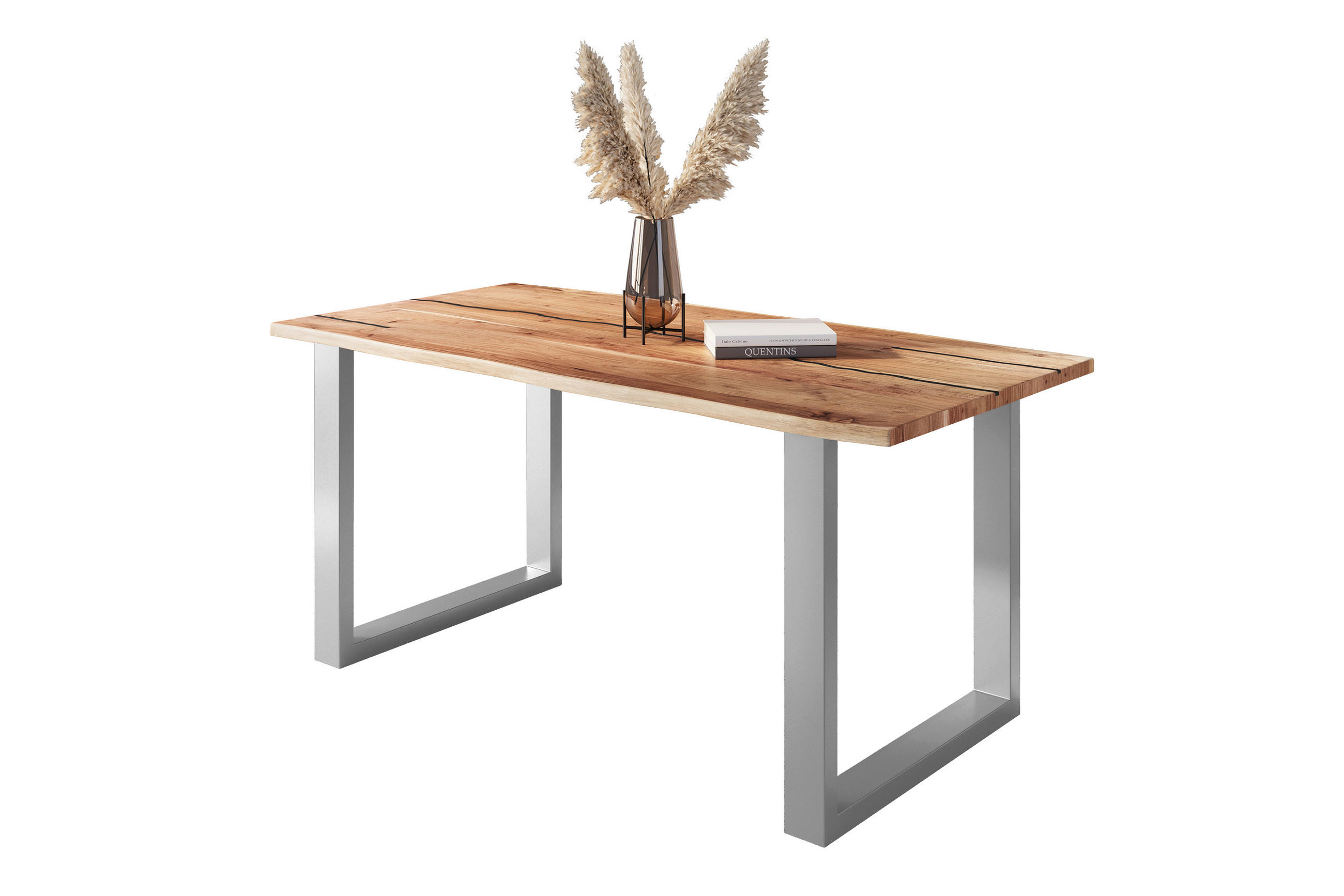 ESSTISCH POLLY - Beige/Silberfarben, Holz (85/160/77cm) - SAM