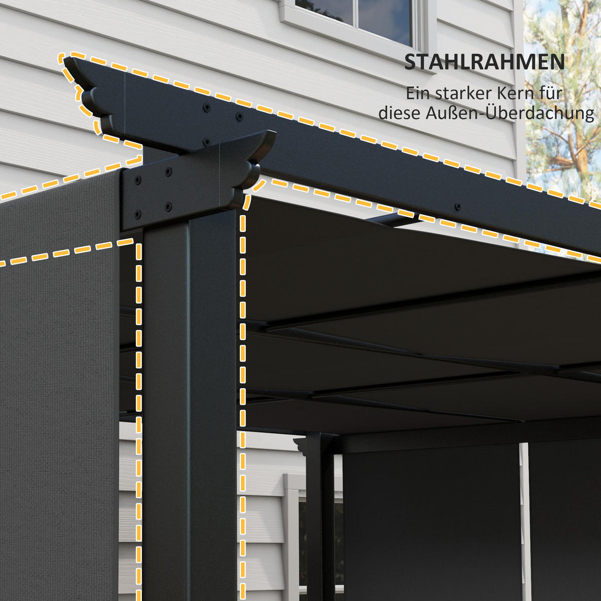 MARKISE Sonnenschutz. Pergola, wetterbeständig, inkl. Befestigungsmaterial, 3 x 3,5 m, Dunkelgrau - Dunkelgrau, Metall (357/235/296cm)