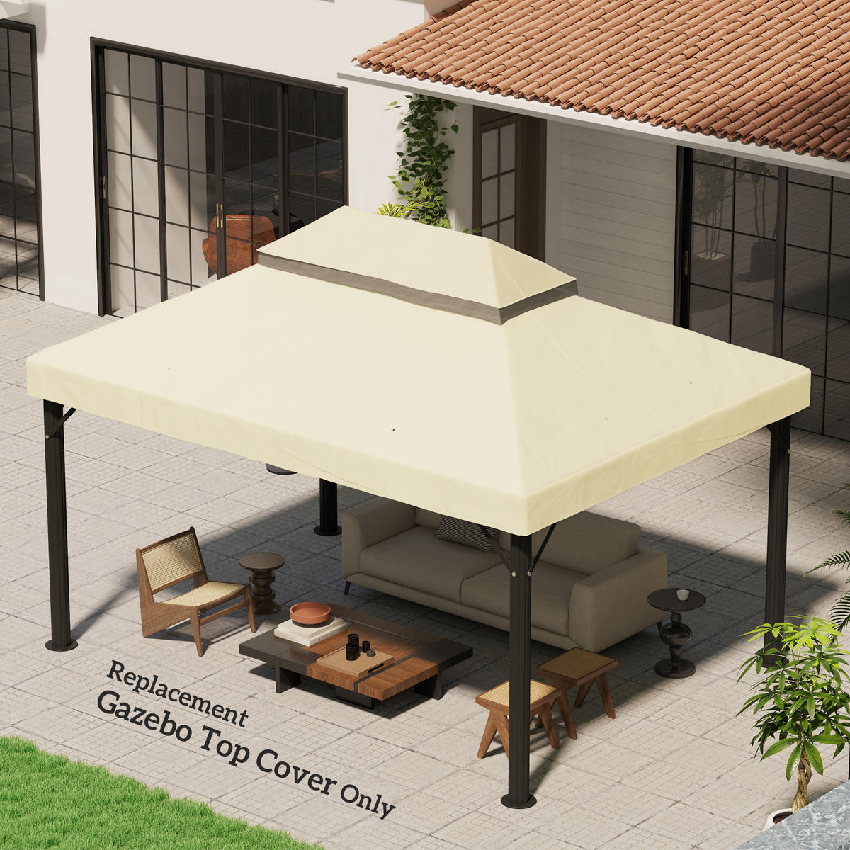 PAVILLON-ERSATZDACH DE-05881 3/4 m Cremeweiß - Creme, Textil (300/1/400cm) - ComfortXL