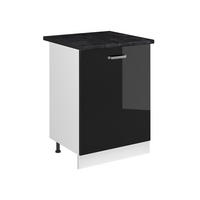 KÜCHENUNTERSCHRANK R-Line, Schwarz Hochglanz/Weiß, 60 cm mit 1 Tür Arbeitsplatte Anthrazit - Schwarz Hochglanz/Weiß, Holzwerkstoff (60/81.6/60cm) - Vicco