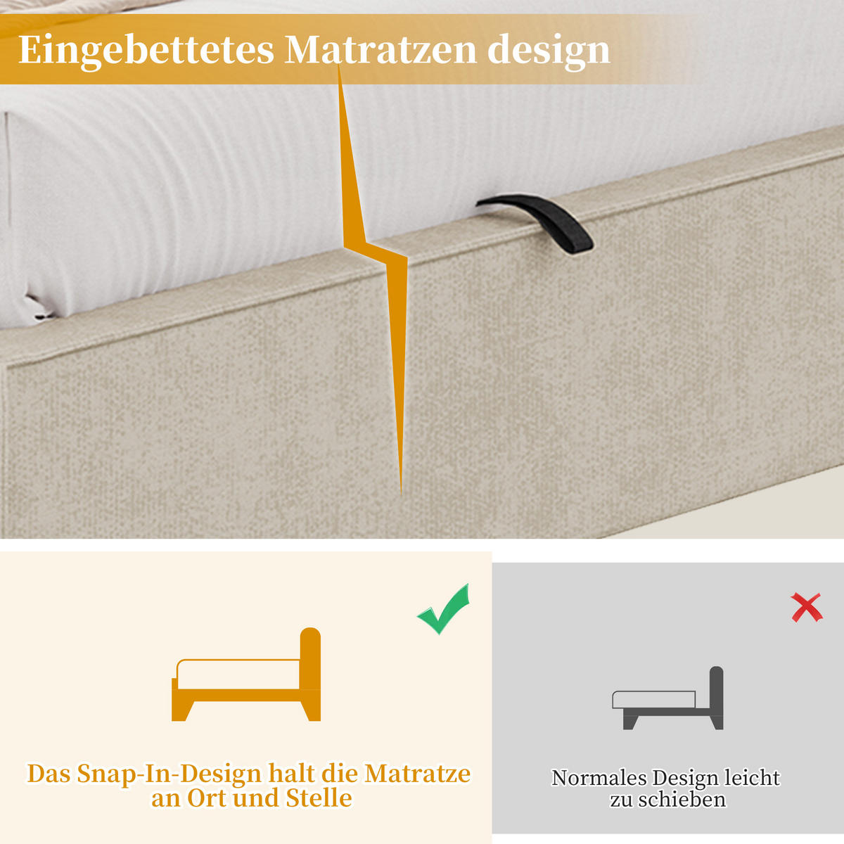DAYBETT 140x190 cm, Beige, Chenille, LED, USB/Typ-C - Beige, Textil (140/200cm) - FLIEKS