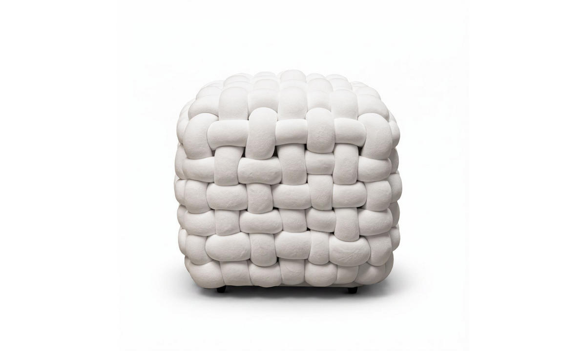HOCKER ELIO 40/40/40 cm Weiß - Weiß, Textil (40/40/40cm) - Lookway