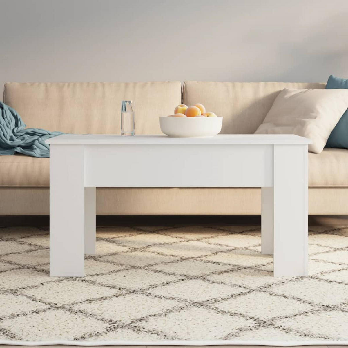 COUCHTISCH Weiß 101x49x52 cm Holzwerkstoff - Weiß, Holzwerkstoff (101/49/52cm) - furnicato