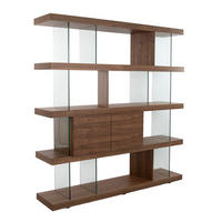 REGAL Glas Walnuss 180/38/190 cm - Transparent/Walnussfarben, Glas/Holz (180/190/38cm) - ANGEL CERDA