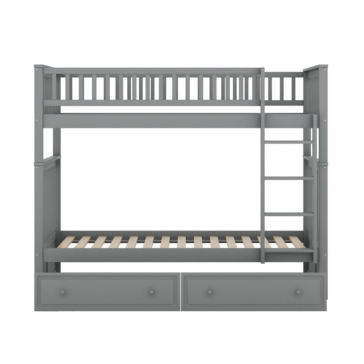 ETAGENBETT aus Kiefernholz und MDF 90x200 cm Grau mit 2 Schubladen und Umbaufunktion zu 2 Einzelbetten - Grau, Holzwerkstoff (90/200cm) - Modfu