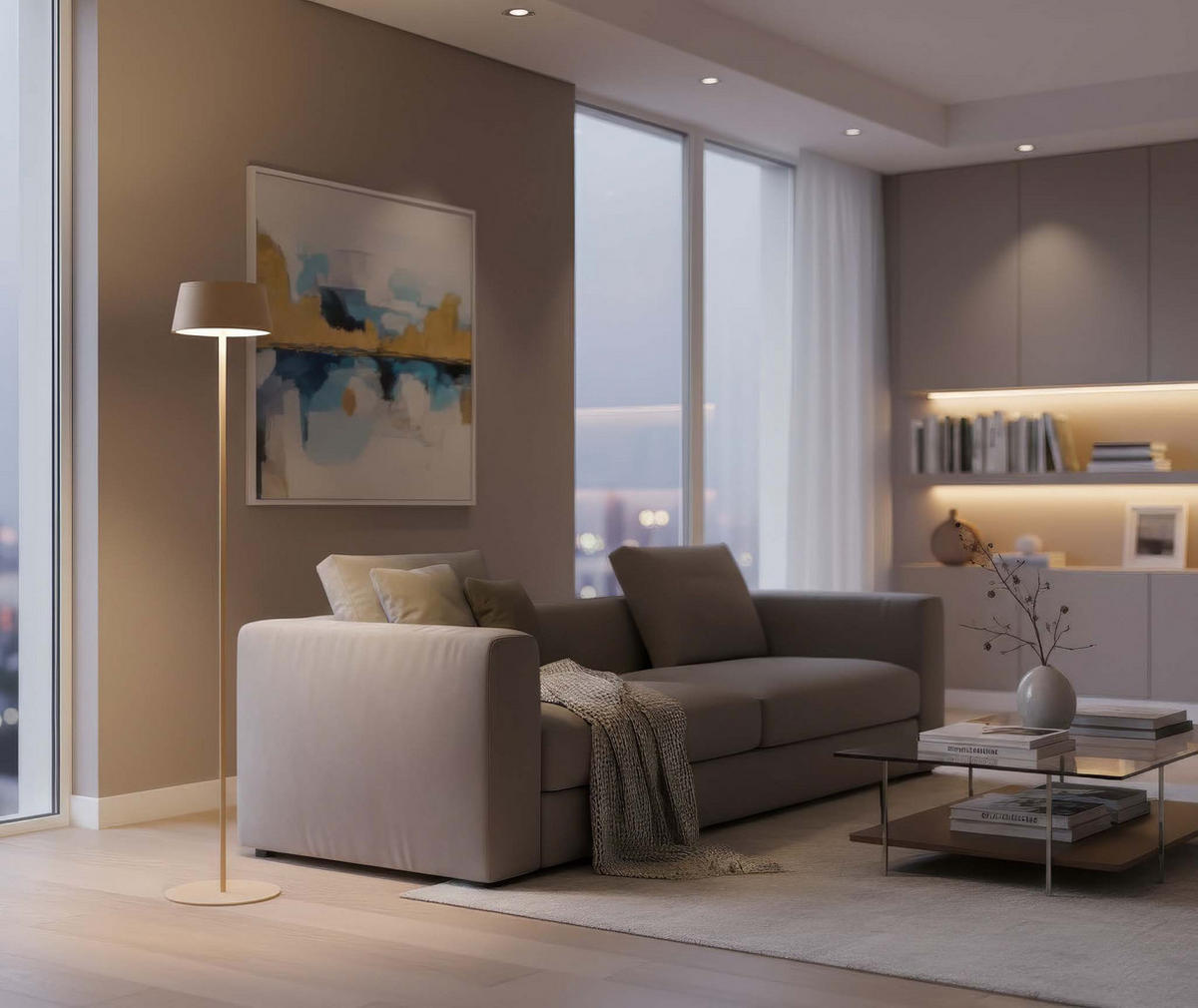 LED-STEHLEUCHTE 23cm Höhe bis zu 120cm Metall beige - Beige, Metall (23/23/120cm) - Northpoint