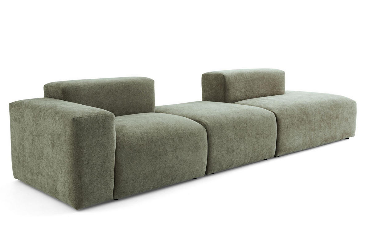 4-SITZER modulares Sofa HEAVEN SET 4 Rechts, Breite 335 cm Webstoff Grün - Schwarz/Grün, Holz/Kunststoff (102/71/335cm) - Muffo