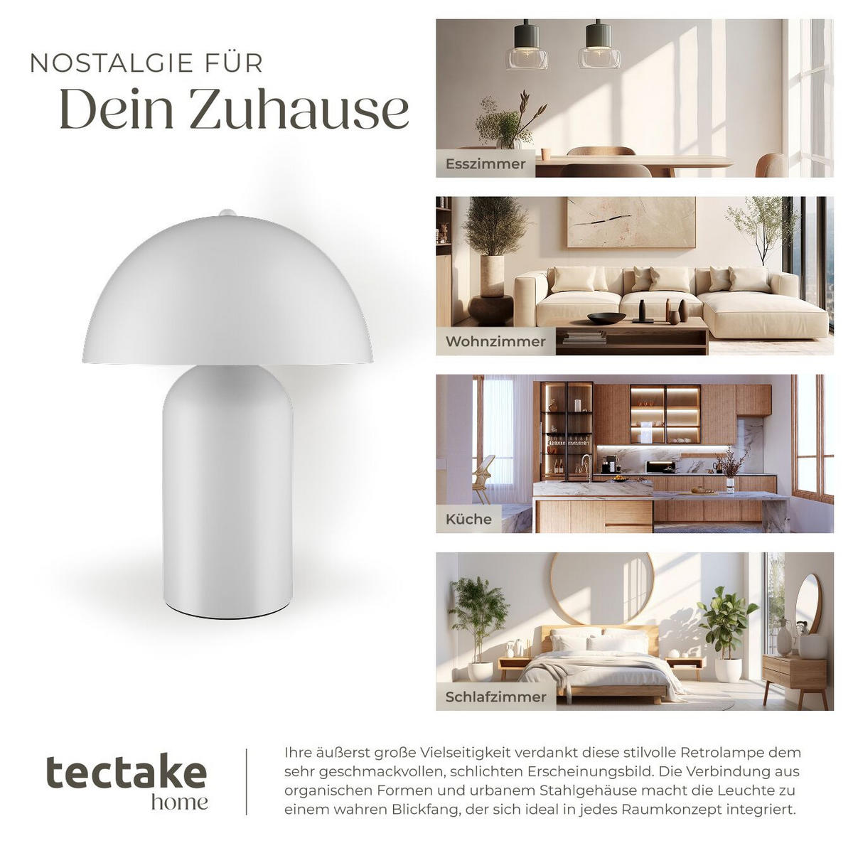 AKKU-TISCHLAMPE Kade,25 x 34 cm,weiß - Weiß, Metall (25/25/34cm) - tectake