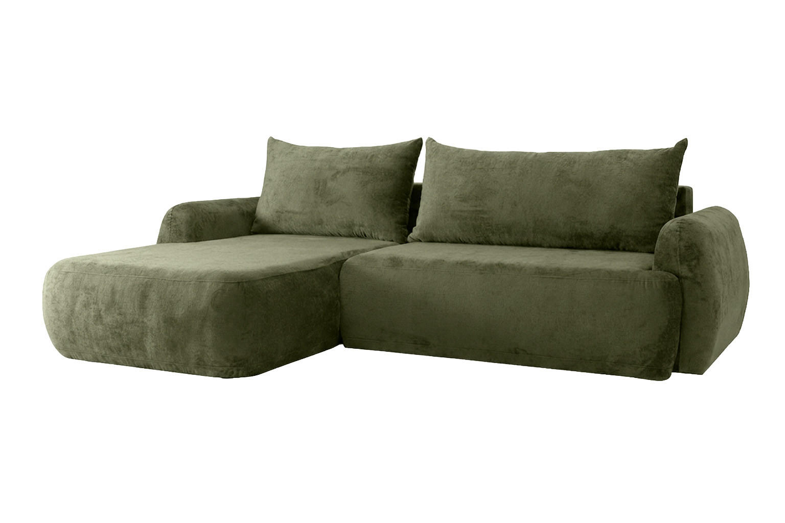 ECKSOFA Mit Schlaffunktion Und Bettkasten, Chenille-Stoff Perfecto, Grün, Links, HELA II - Grün, Holz (280/184cm) - Kaiser Möbel