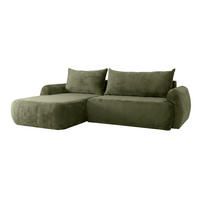ECKSOFA Mit Schlaffunktion Und Bettkasten, Chenille-Stoff Perfecto, Grün, Links, HELA II - Grün, Holz (280/184cm) - Kaiser Möbel