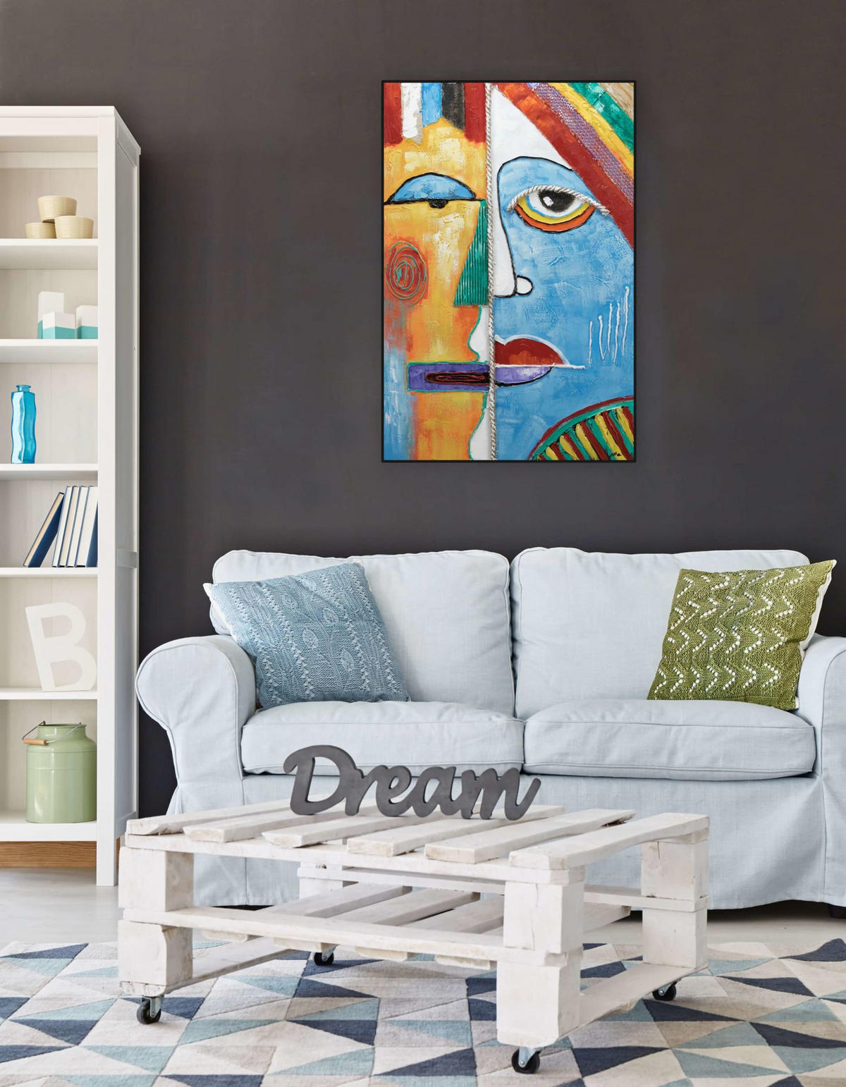 RUČNO SLIKANA AKRILNA SLIKA, 60/90 CM - višebojno, tekstil/drvo (60/90cm) - KUNSTLOFT