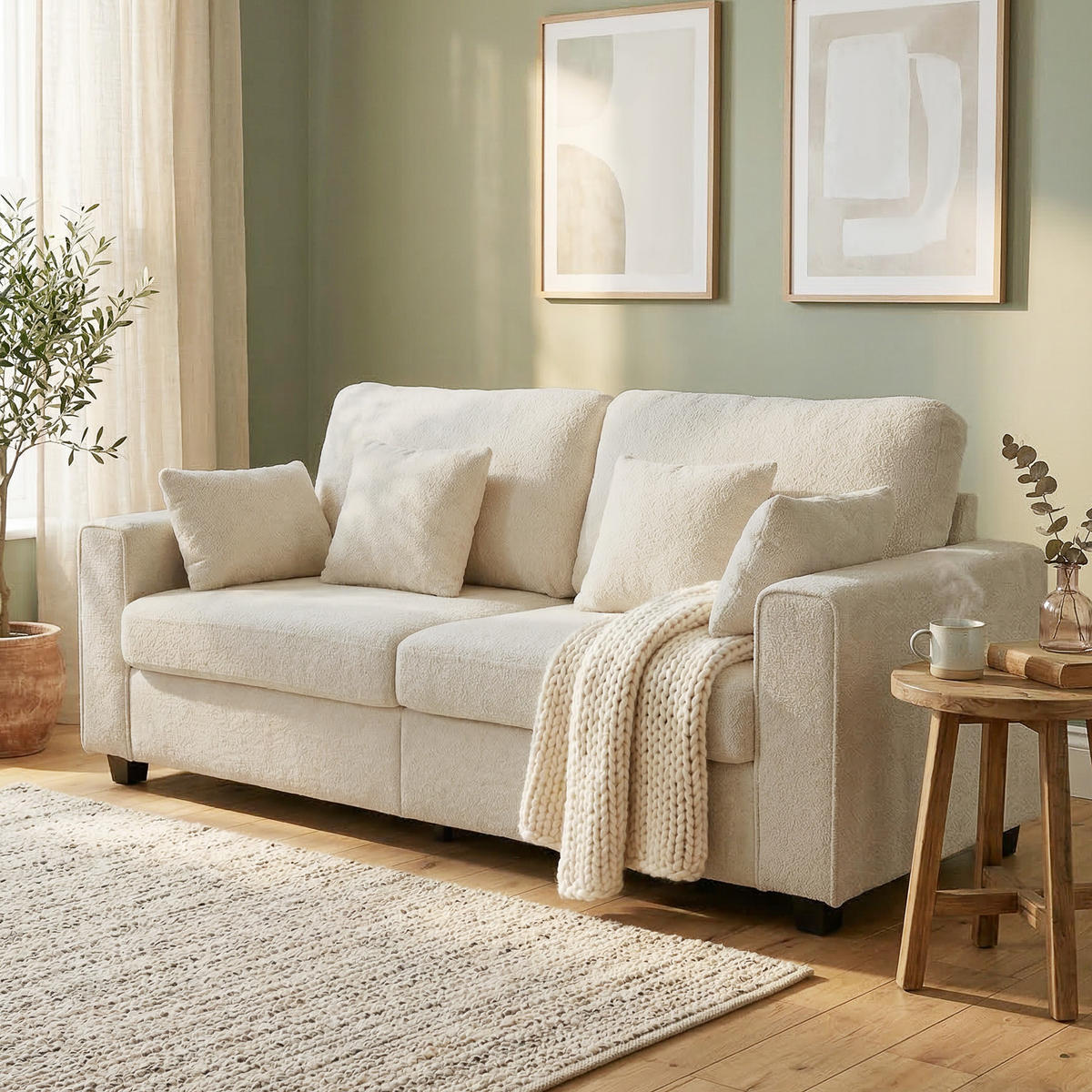 2-SITZER Sofa Beige 211.5/85.0/90.0 cm - Beige, Textil (85/90/211.5cm)