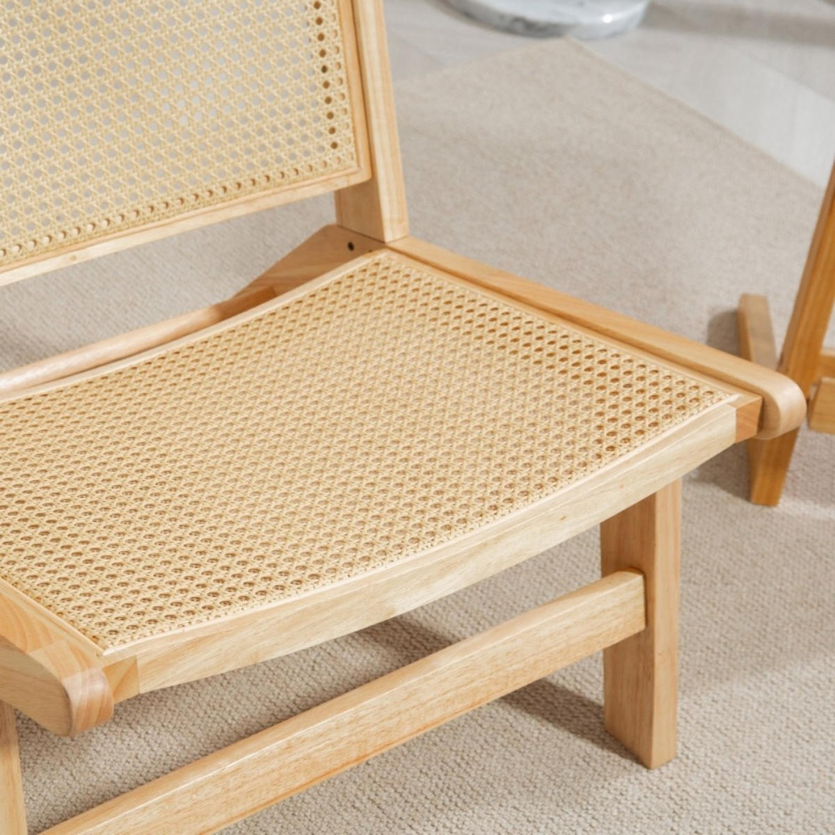 SESSEL Relaxsessel,Armloser Stuhl,Ratten,Holzrahmen,Naturfarben - Naturfarben, Holz (64/74/70cm) - LVHOM