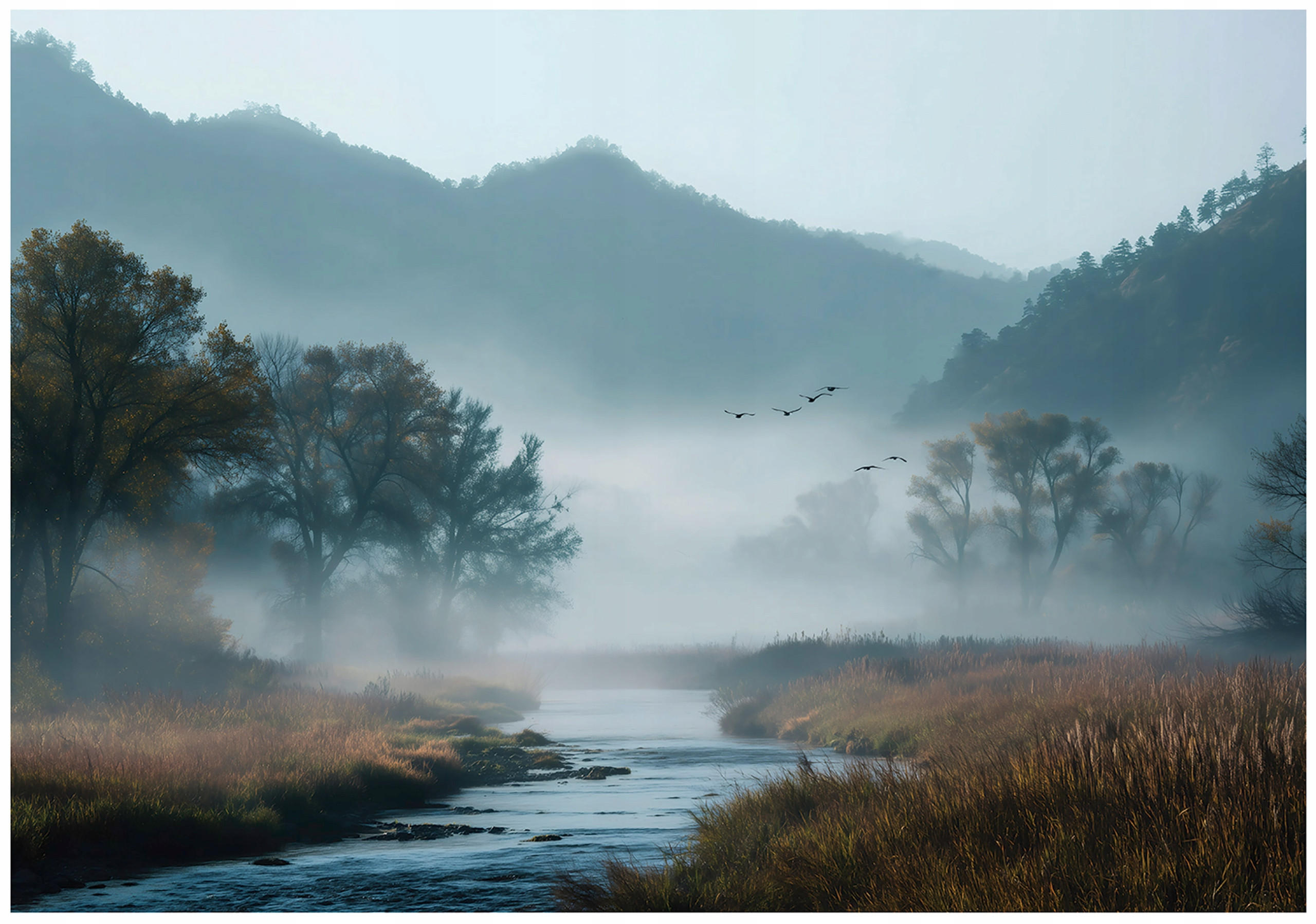 FOTOTAPETE Wald See Blau 150x105 cm - Multicolor, Papier (150/105cm) - Wallarena