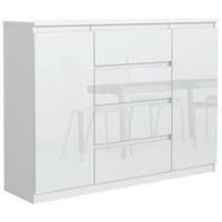 KOMMODE Weiß, Hochglanz 139/102/39 - Weiß Hochglanz/Weiß, Holzwerkstoff (139/102/39cm) - RAUMHIRSCH FURNITURE