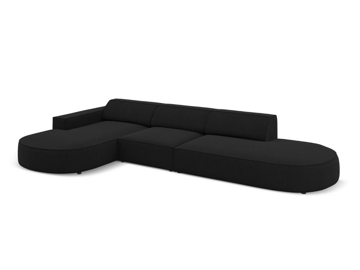 ECKSOFA links Jodie aus strukturiertem Stoff schwarz 4 Sitzplätze - Schwarz, Textil (166/342cm) - Micadoni