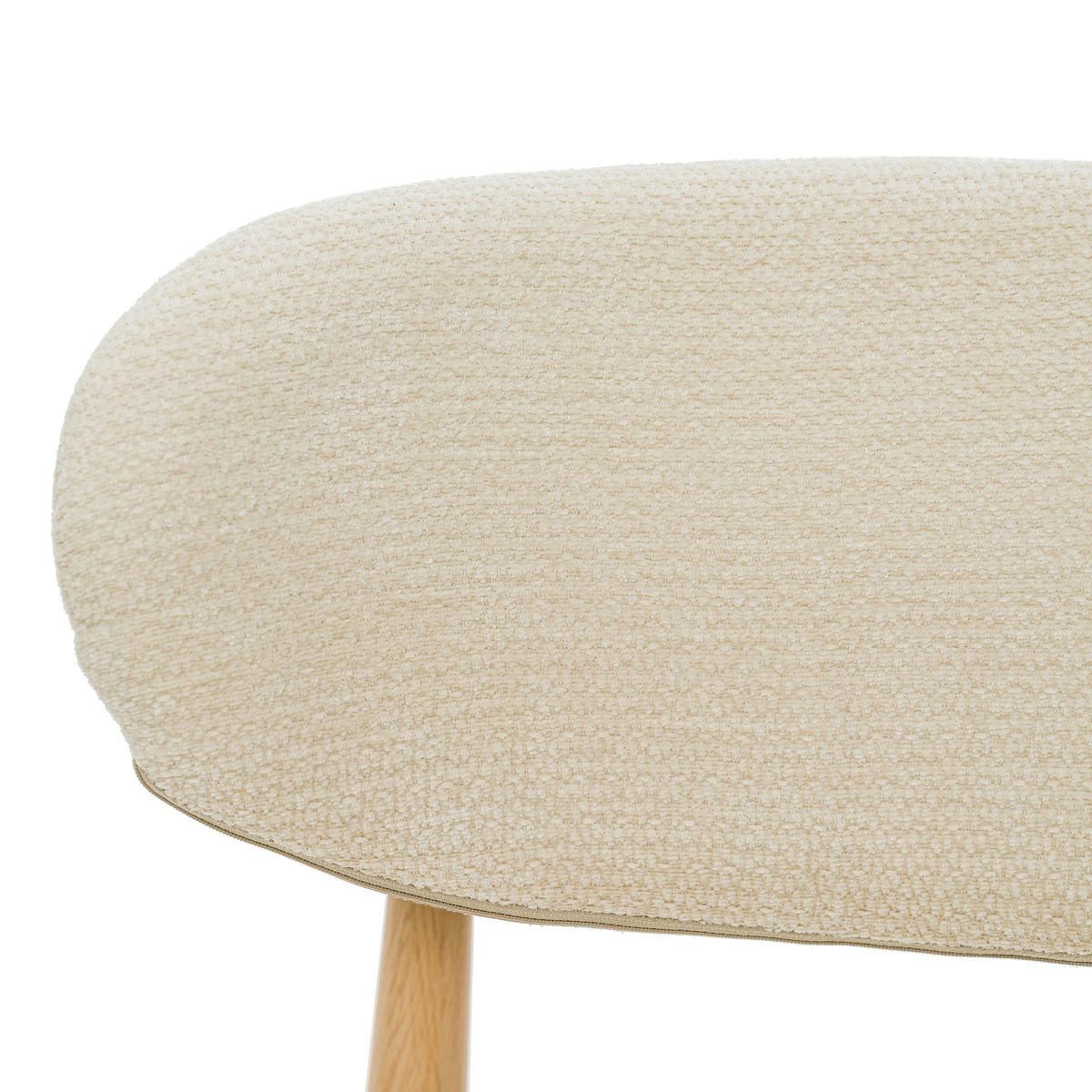 STUHL ALMO gepolstert Beine in Holzoptik - creme - Chenille - Eichefarben/Creme, Textil/Metall (47/77/54cm) - NEW HOME