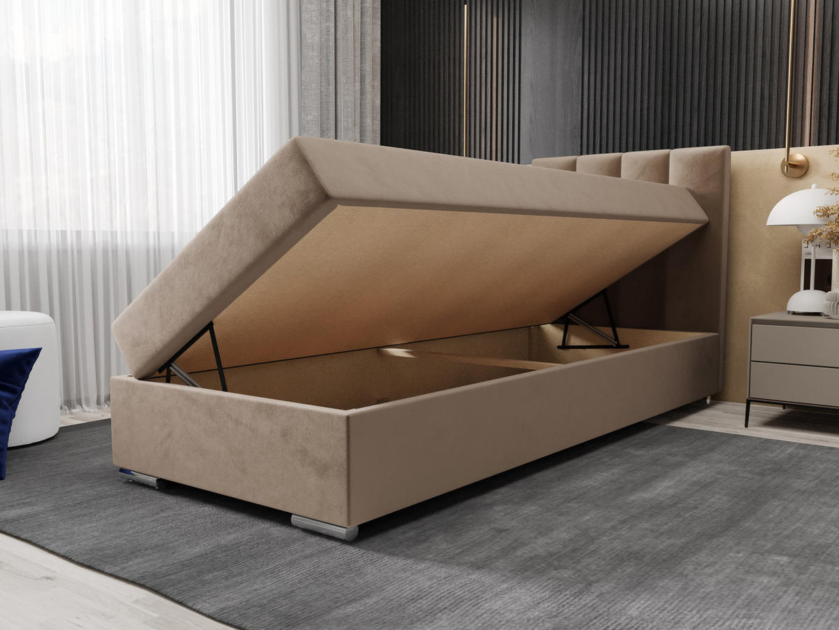 BOXBETT ZILANO 2 mit Matratze H3 und Topper 80x200 Itaka 48 - Cappuccino, Holz/Textil (80/200cm) - Bedante