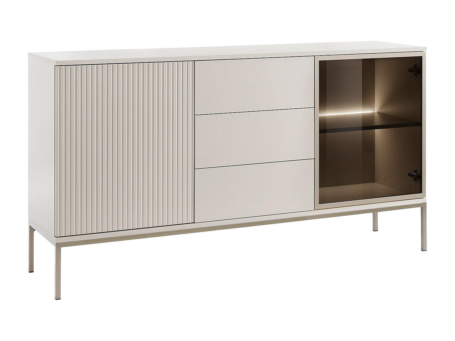 SIDEBOARD - 154 x 39 - holz - beige Ovila - Beige, Glas/Holz (154/83/39cm) - Vente-Unique