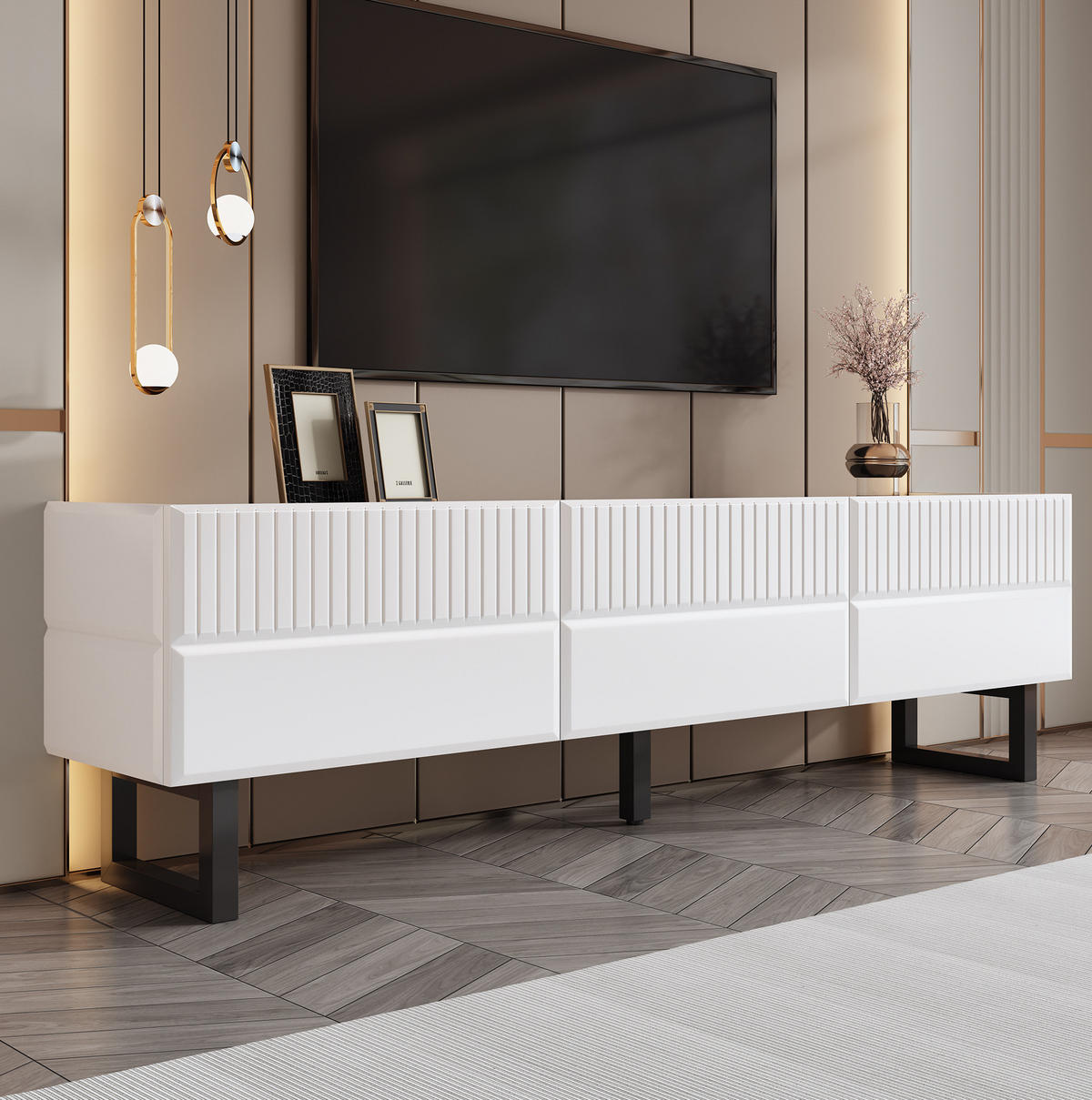TV-SCHRANK mit Schubladen 170 x 35 cm Schwarz/Weiß - Schwarz, Holzwerkstoff (35/47/170cm) - Beauniv
