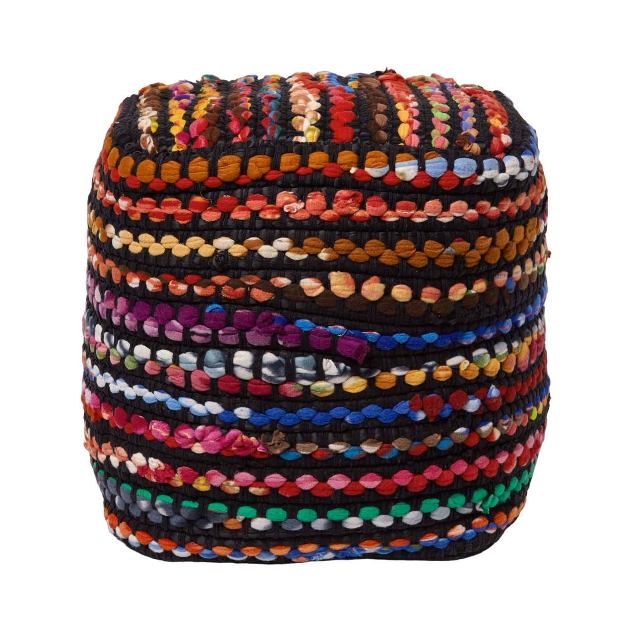 SITZWÜRFEL Folk mit bunten Streifen, 40/40/40 cm - Multicolor, Textil (40/40/40cm) - Homescapes