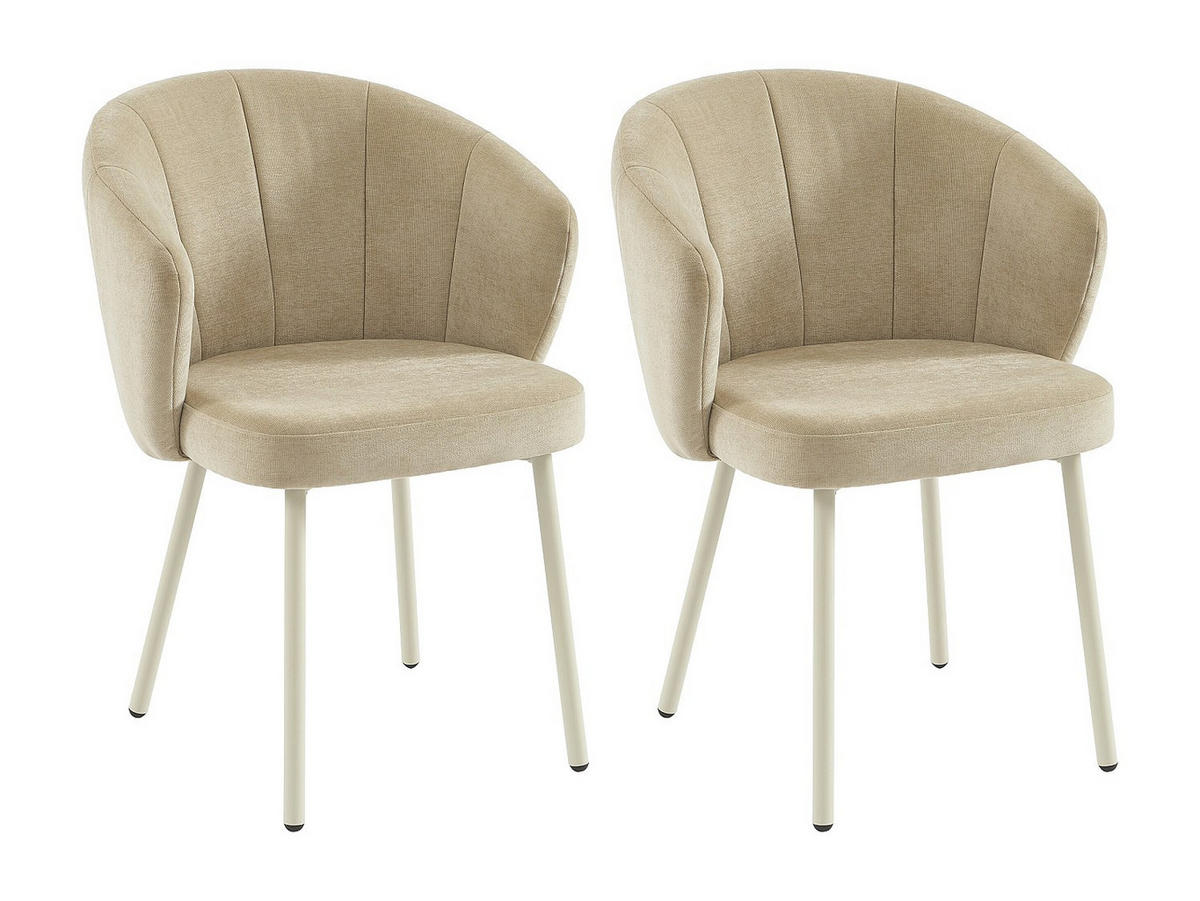 STUHL - 60cm x 62cm - Polyester - beige - TANURY - Beige, Textil (60/78.5/62cm) - Vente-Unique