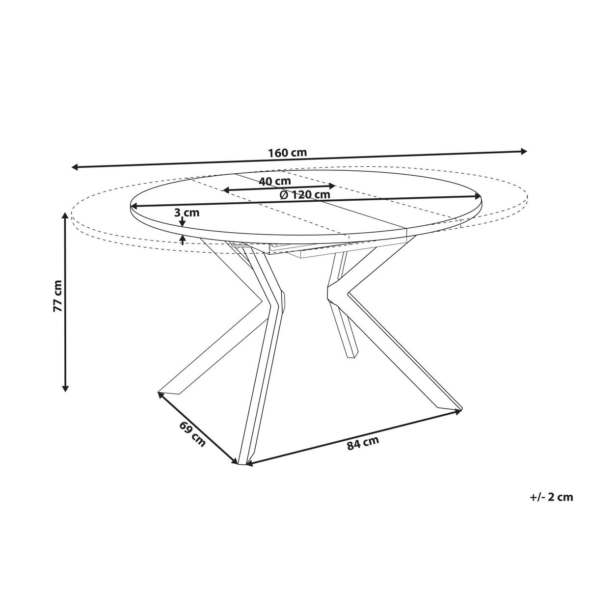 JÍDELNÍ STŮL vysunovací Světle hnědý 120-160/120 cm Carlea - světle hnědá, kompozitní dřevo (120/120/77cm) - Beliani