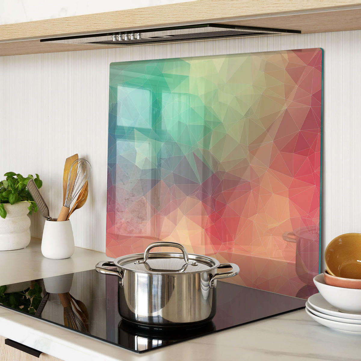 GLASPLATTE 60x52 cm Geometrische Figuren - Multicolor, Glas (60/0.4/52cm) - TULUP