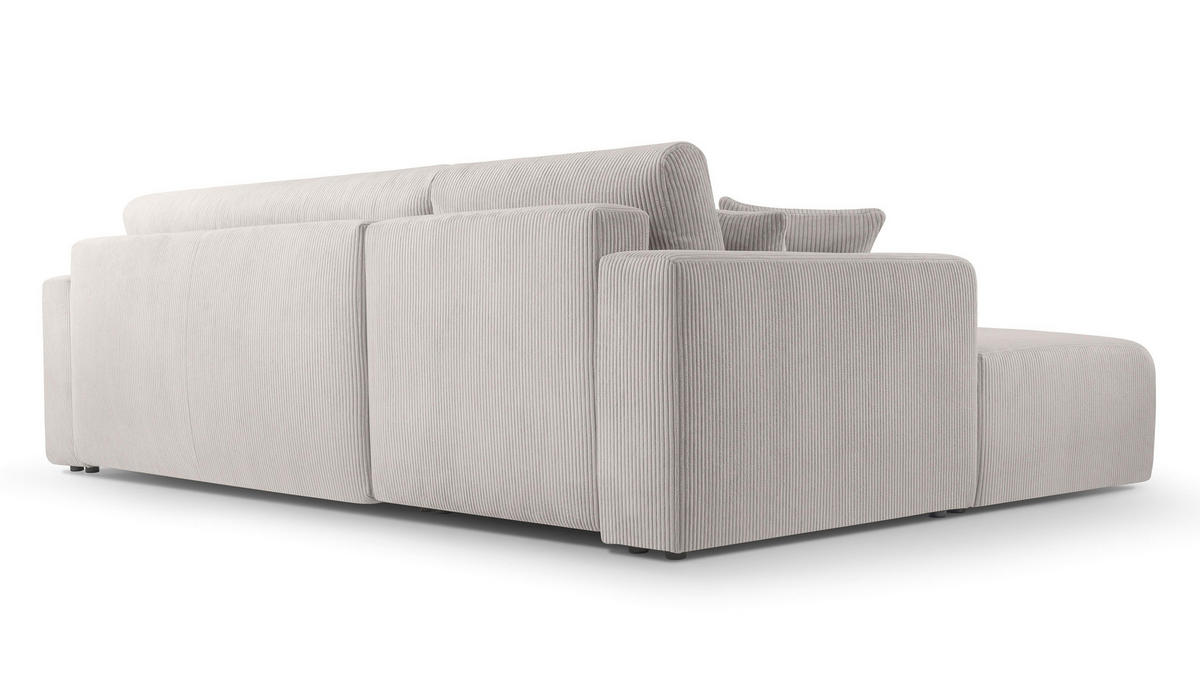 ECKSOFA L Form Catea Weiß 279/145/84 cm Links mit Schlaffunktion - Creme/Schwarz, Kunststoff/Textil (145/279cm) - AX Living
